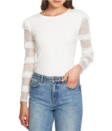 1.State Womens Sheer-Sleeve Ruffled Blouse