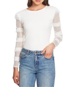 1.State Womens Sheer-Sleeve Ruffled Blouse