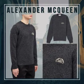 alexander mcqueen  |Crew Neck Unisex Wool Cashmere Blended Fabrics Street Style