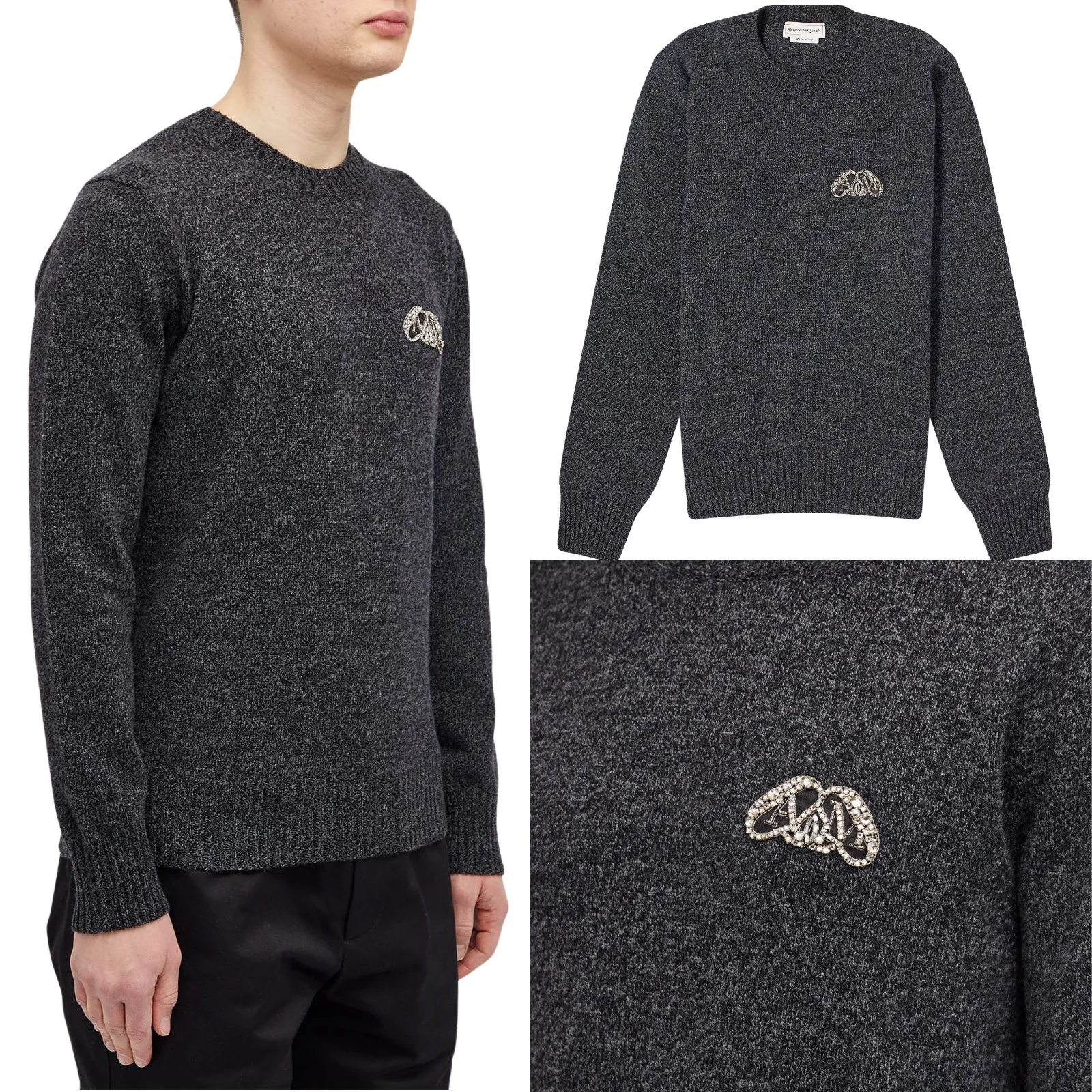 alexander mcqueen  |Crew Neck Unisex Wool Cashmere Blended Fabrics Street Style