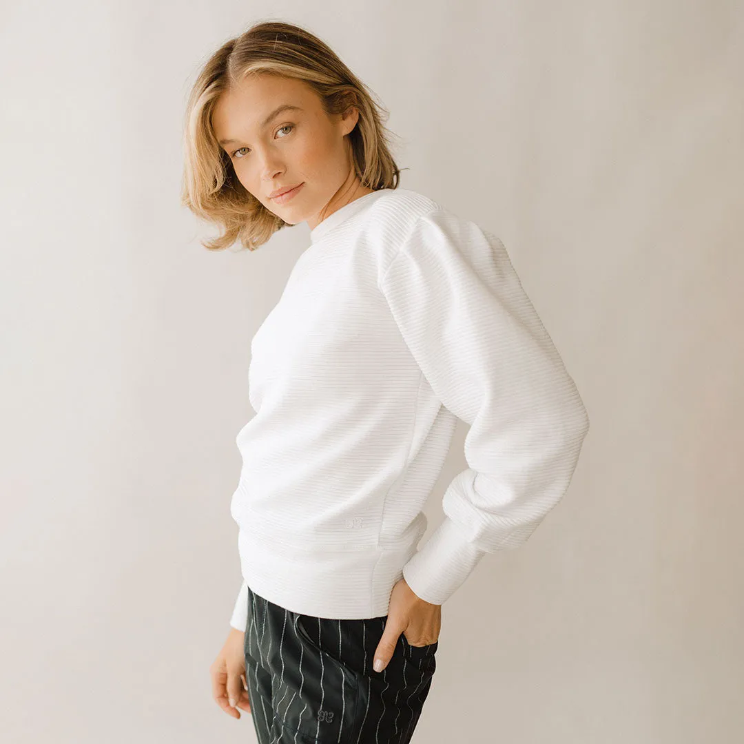 Atlas Ribbed Sweater, White