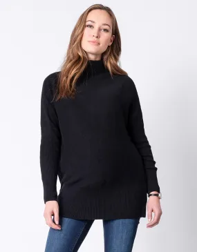 Black Cotton Maternity & Nursing Sweater