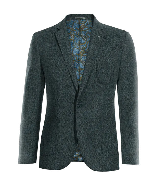  Blazer azul de donegal tweed slim fit de 1 botón