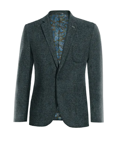  Blazer azul de donegal tweed slim fit de 1 botón