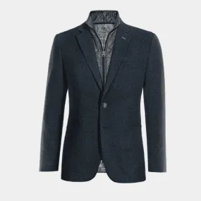  Blazer azul marino de donegal tweed slim fit