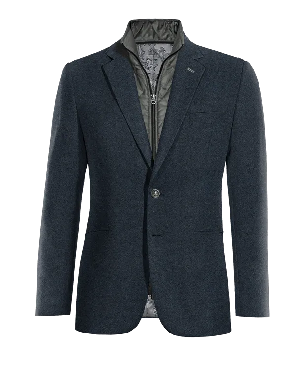  Blazer azul marino de donegal tweed slim fit