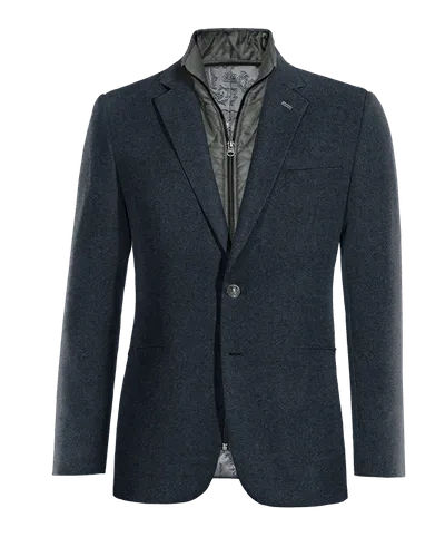  Blazer azul marino de donegal tweed slim fit