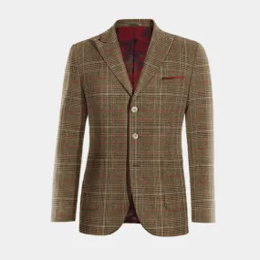  Blazer marrón de tweed príncipe de gales solapa en pico