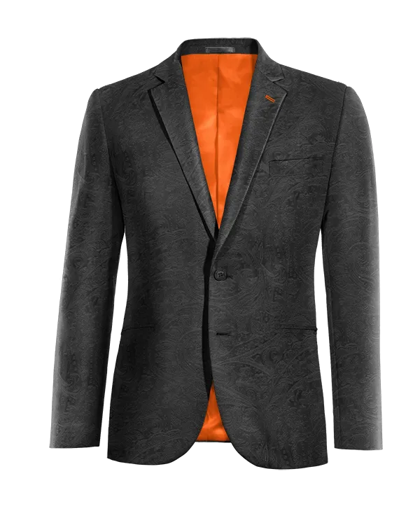  Blazer negro Ónix de terciopelo paisley de entretiempo