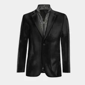  Blazer negro Ónix de terciopelo solapa ancha esencial