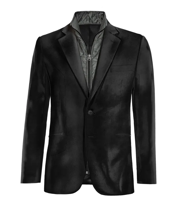  Blazer negro Ónix de terciopelo solapa ancha esencial