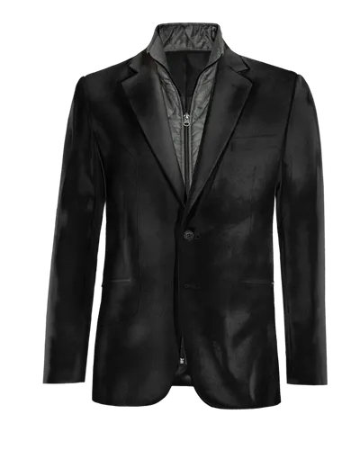  Blazer negro Ónix de terciopelo solapa ancha esencial