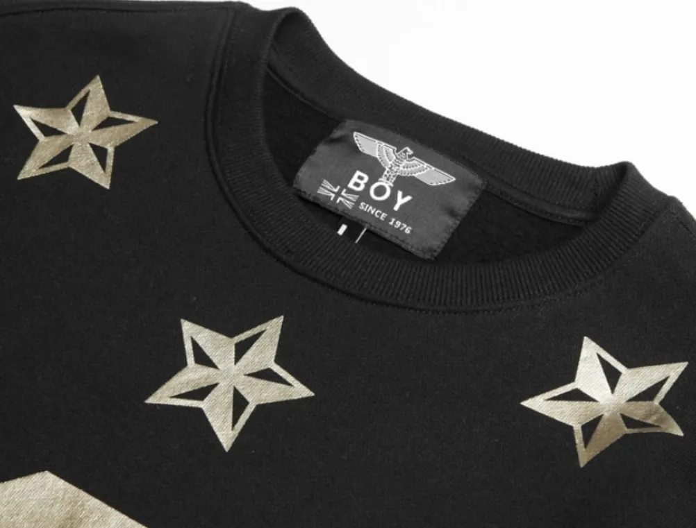 BOY LONDON  |Stripes Studded Street Style U-Neck Long Sleeves Cotton Logo