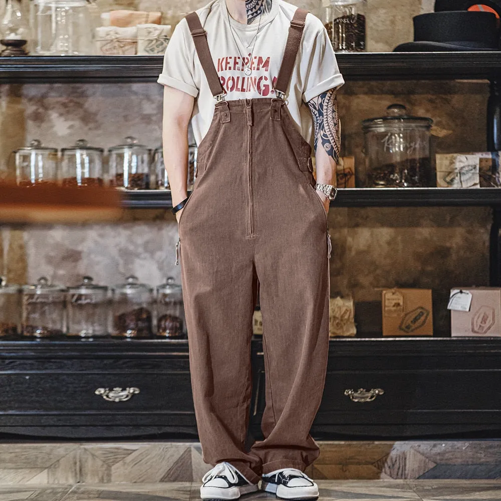 Brown Herringbone Weave Workwear Overalls