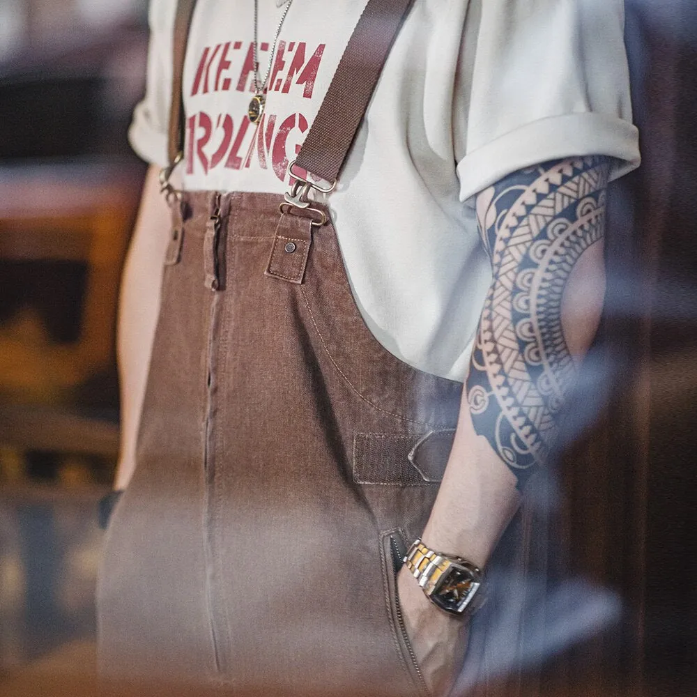 Brown Herringbone Weave Workwear Overalls