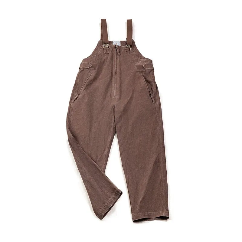 Brown Herringbone Weave Workwear Overalls