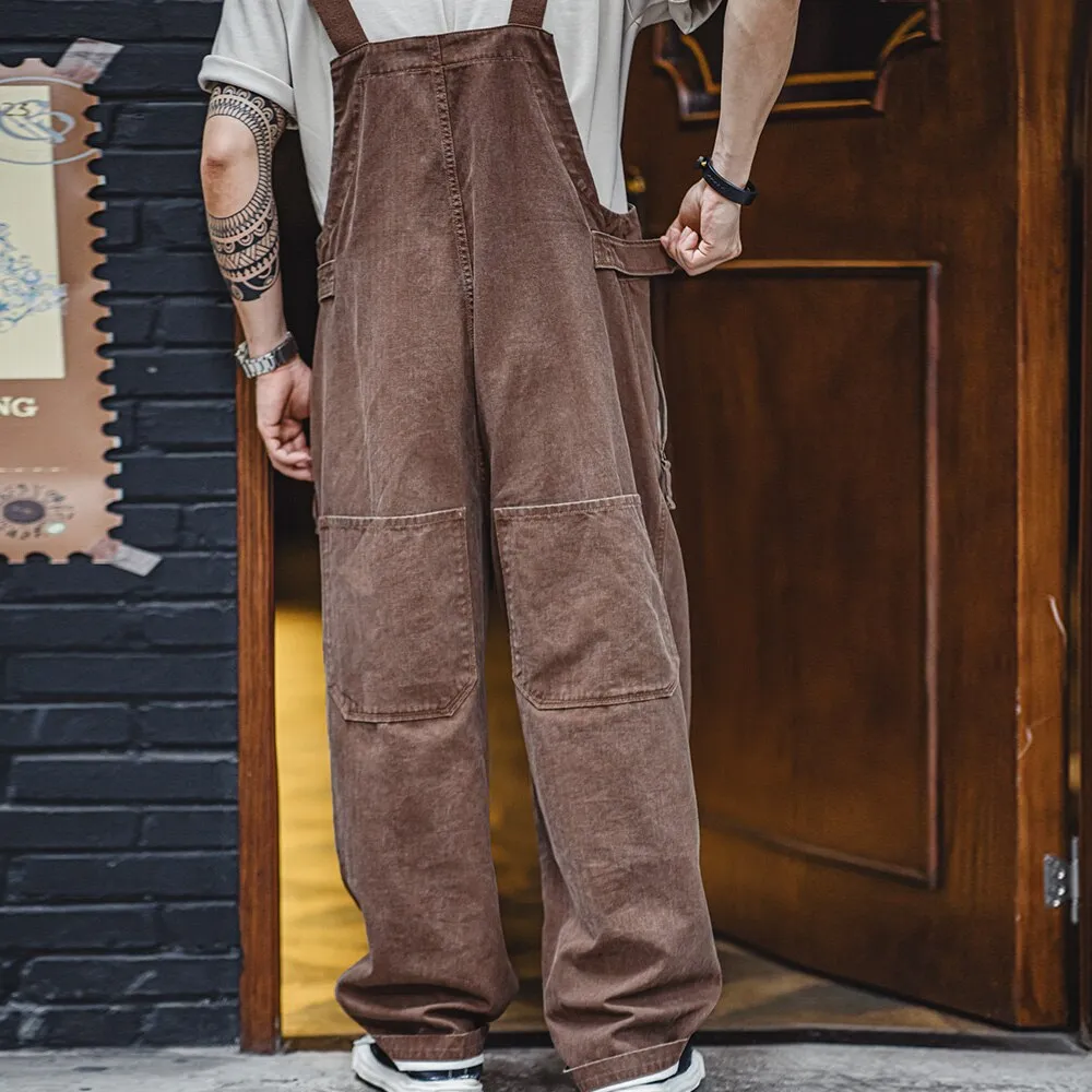 Brown Herringbone Weave Workwear Overalls