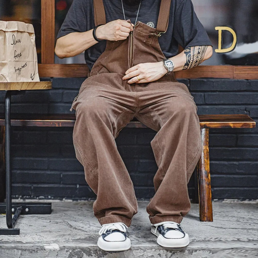 Brown Herringbone Weave Workwear Overalls