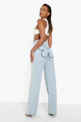 Butterfly Stitch Detail Boyfriend Jeans