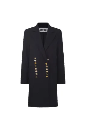 'BUTTON LUXE' MIDI LENGTH DOUBLE BREASTED COAT