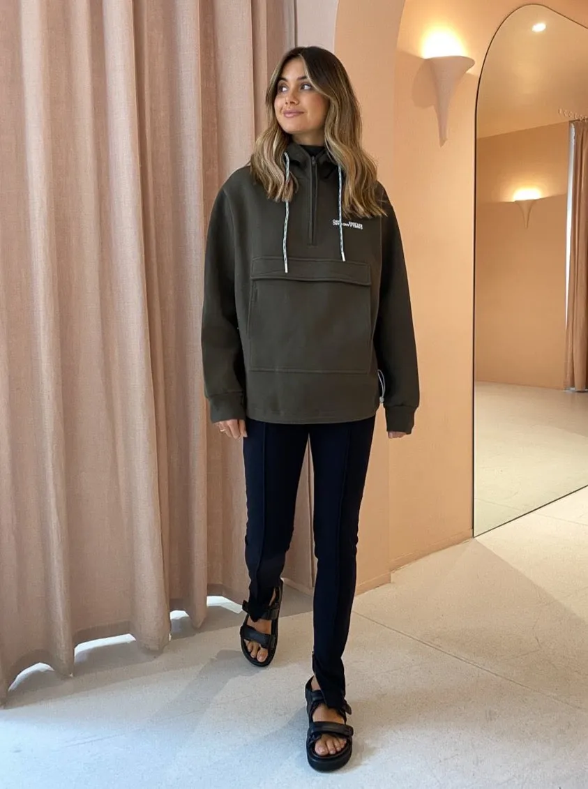 Camilla and Marc Aurora Bonded Hoodie In Dark Moss