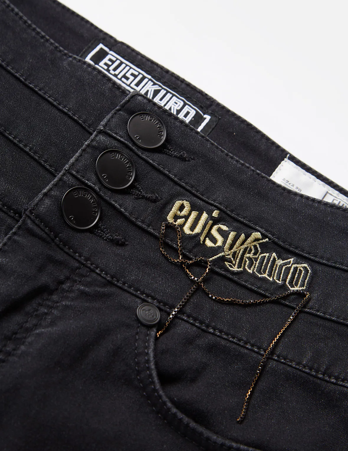 Chain and Logo Embroidered Skinny Jeans