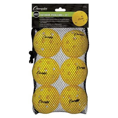 Champion Sports Injected Molded Outdoor Pickleball 6 Pack