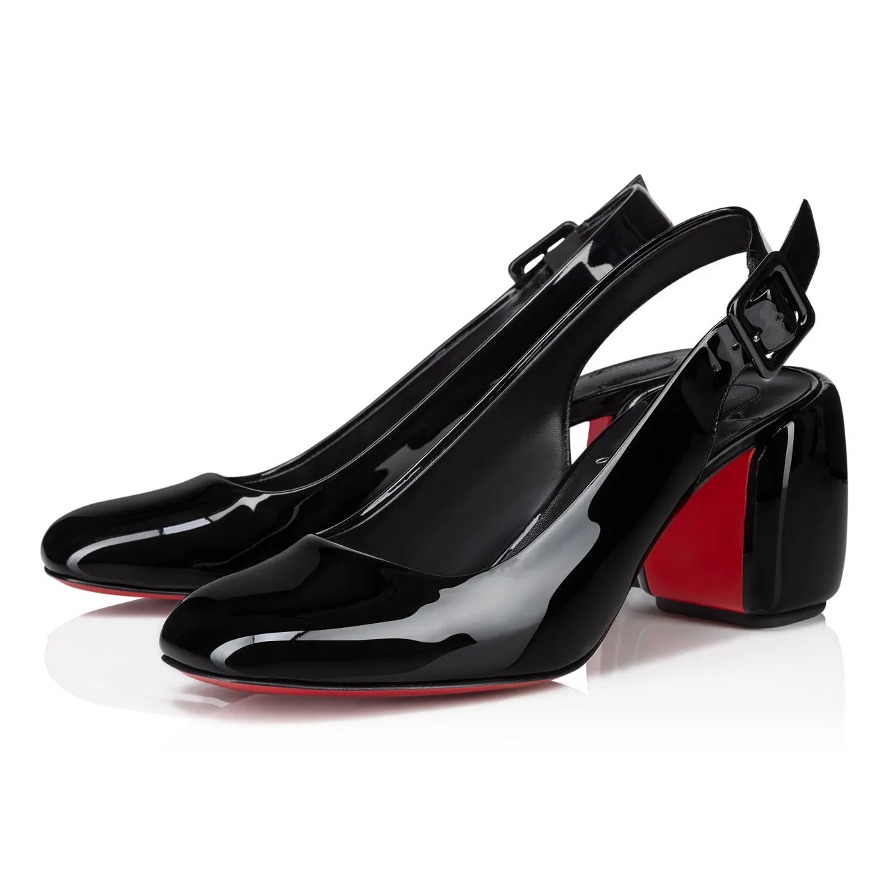 CHRISTIAN LOUBOUTIN Minny Slingback 70 Patent Block Heels - Red