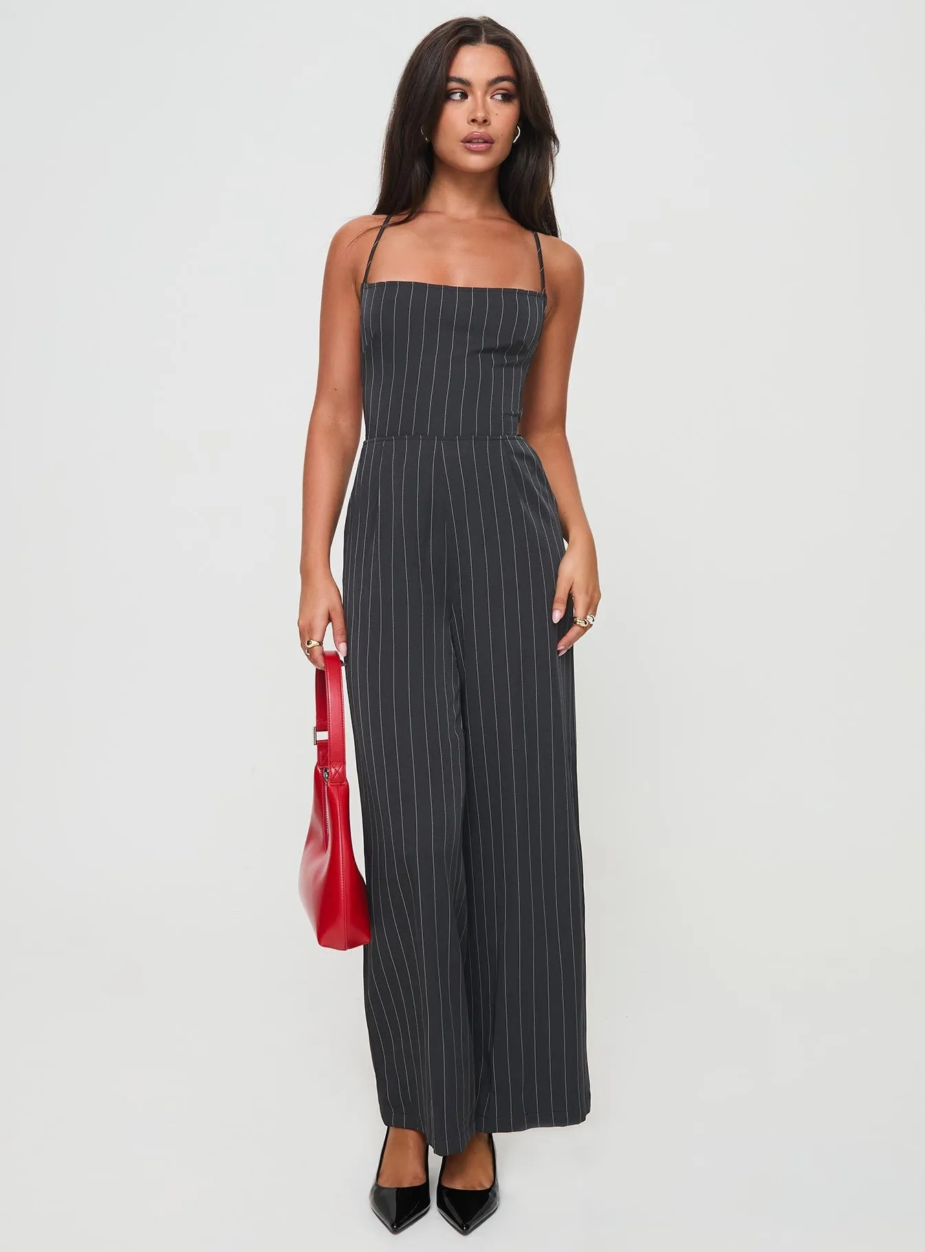 Creammy Jumpsuit Black Pinstripe