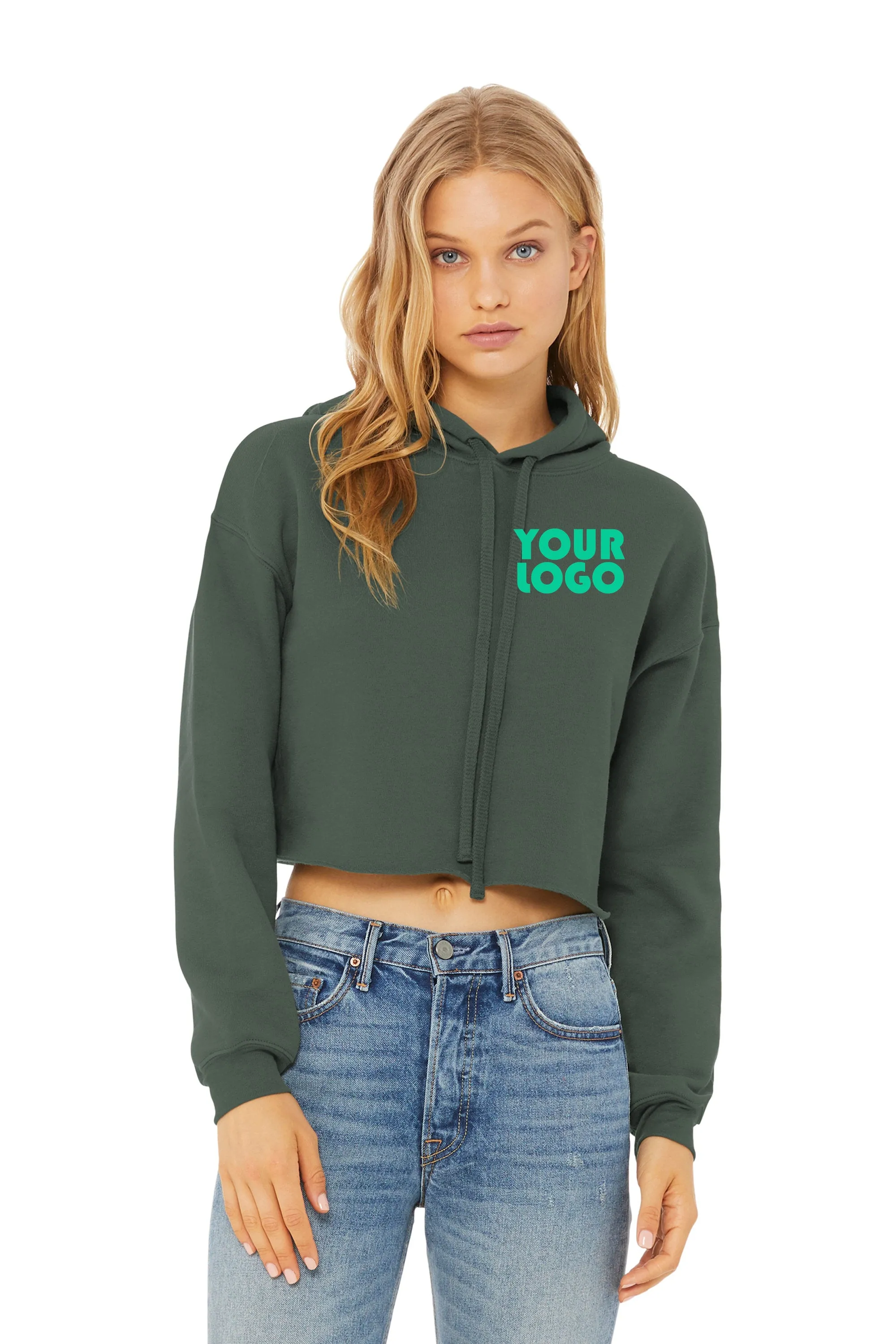 Custom Embroidered BELLA+CANVAS Women’s Sponge Fleece Cropped Fleece Hoodie