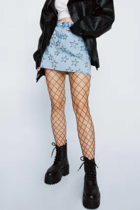 Diamante Trim Wide Fishnet Tights