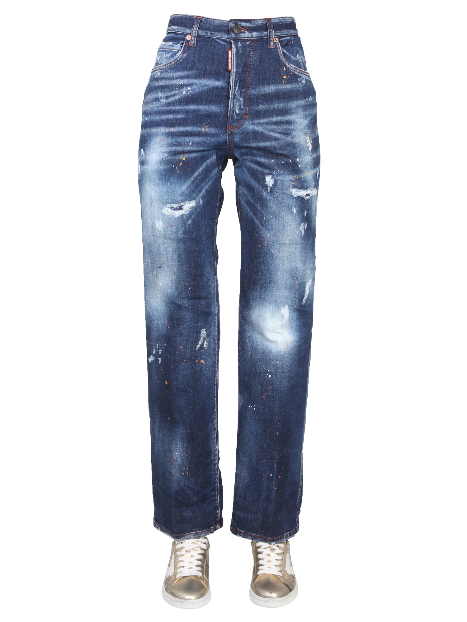 DSQUARED    COTTON DENIM ROADIE JEANS