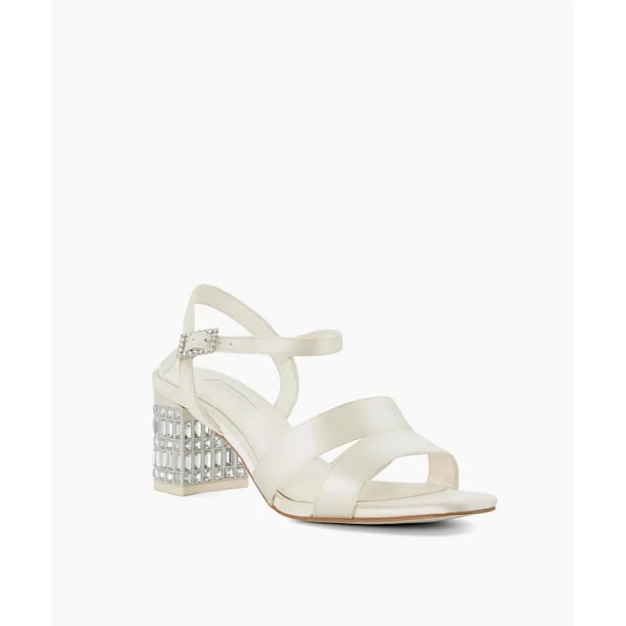 DUNE LONDON Matrimony Jewel-Embellished Block Heels - White