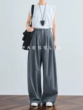 FAESSLIN [Air Feeling] Gray Loose Wide Leg Pants Women's Summer Thin Extended Overalls Sunscreen Floor Mopping Pants