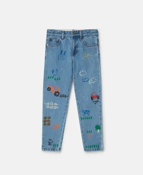 Farmyard Print Denim Jeans