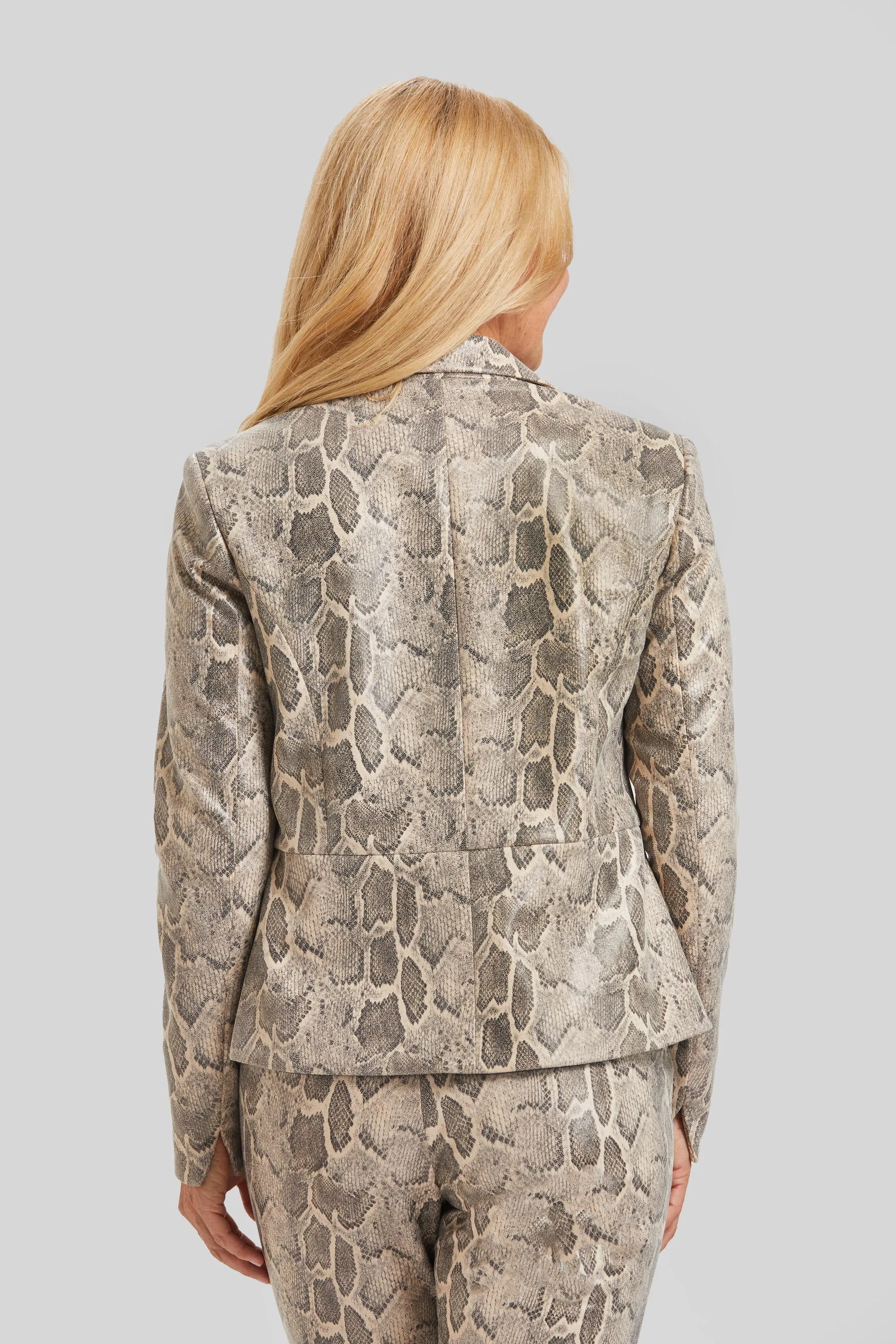 Faux Leather Python Carter Zip Pocket Jacket- FINAL SALE