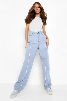 Fray Seam Detail Wide Leg Jeans