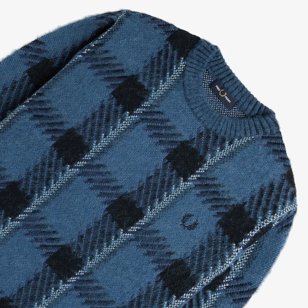 FRED PERRY  |Crew Neck Tartan Unisex Wool Nylon Street Style U-Neck