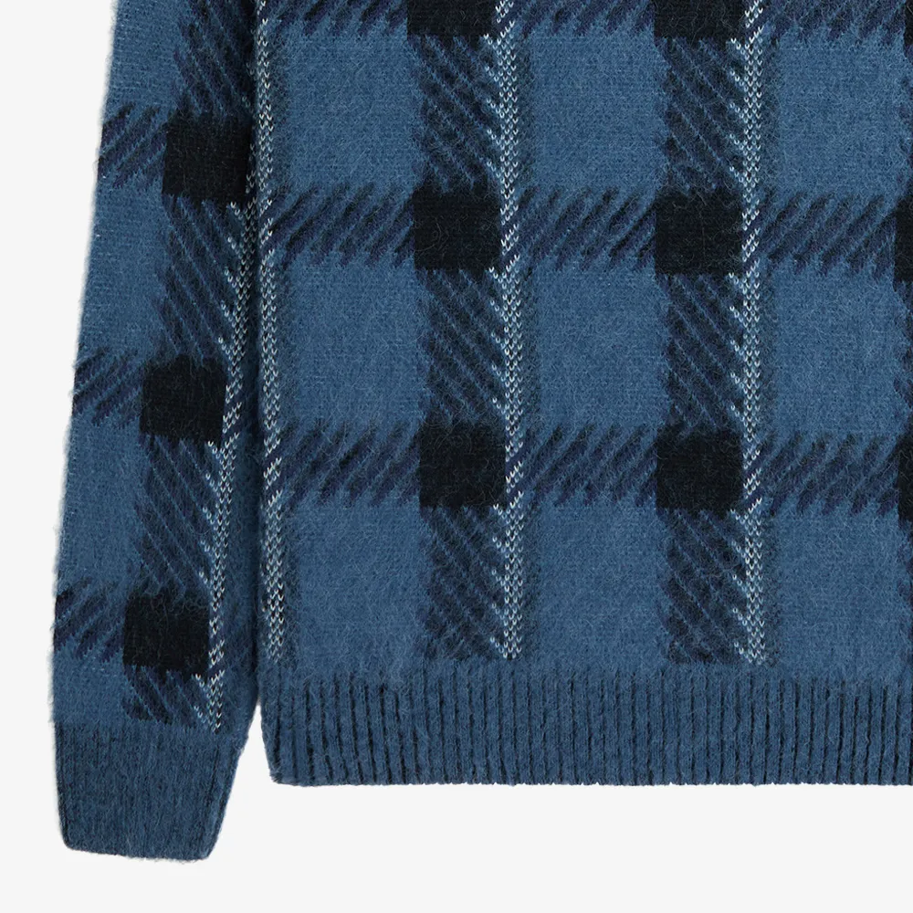 FRED PERRY  |Crew Neck Tartan Unisex Wool Nylon Street Style U-Neck