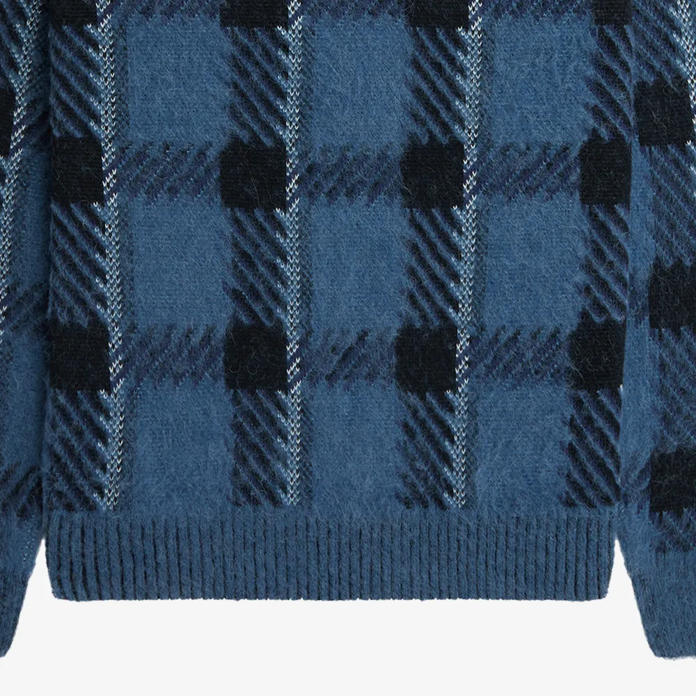 FRED PERRY  |Crew Neck Tartan Unisex Wool Nylon Street Style U-Neck