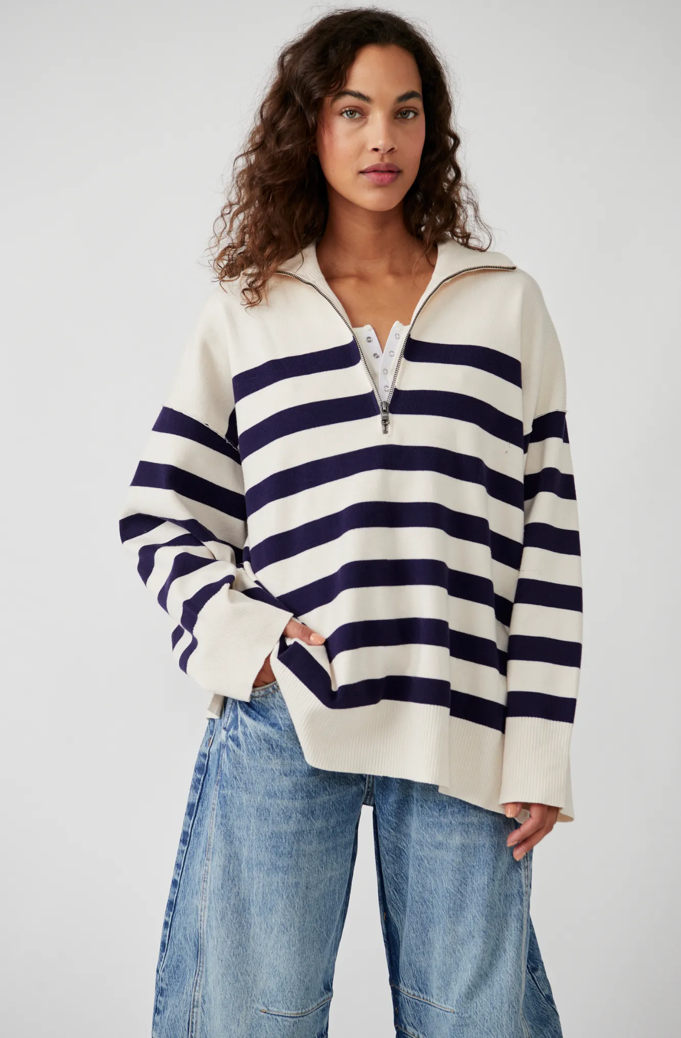 Free People Coastal Stripe Pullover