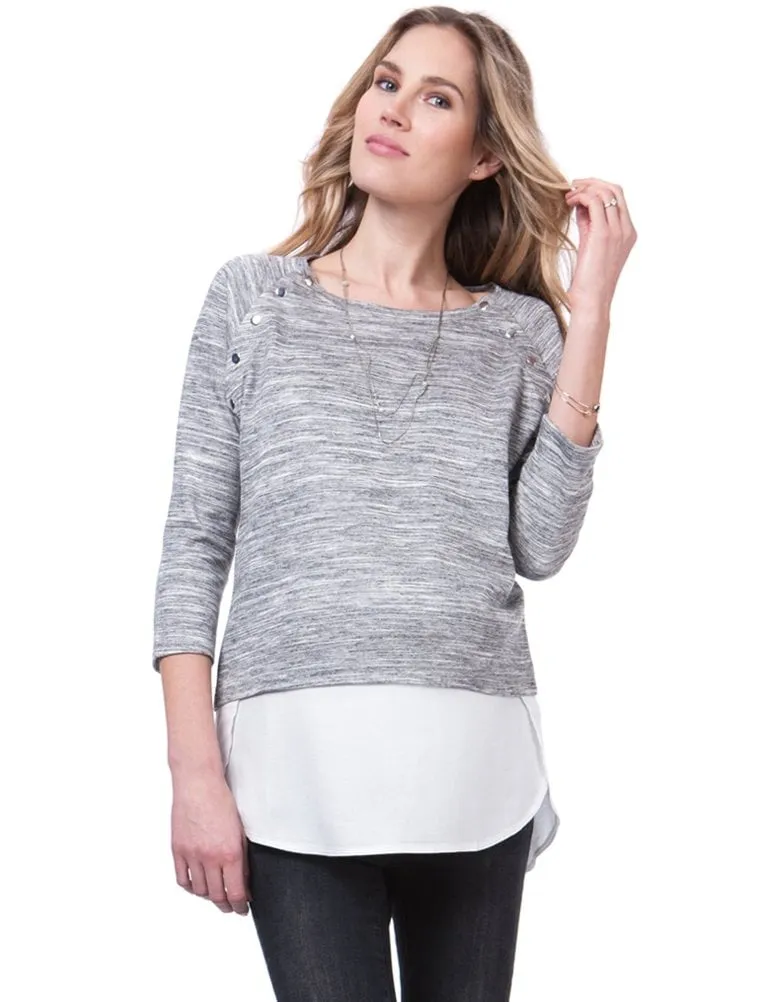 Gray Marl Layered Maternity & Nursing Sweater