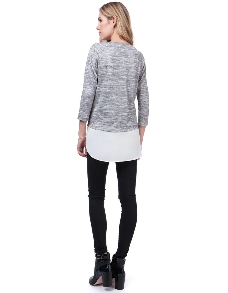 Gray Marl Layered Maternity & Nursing Sweater