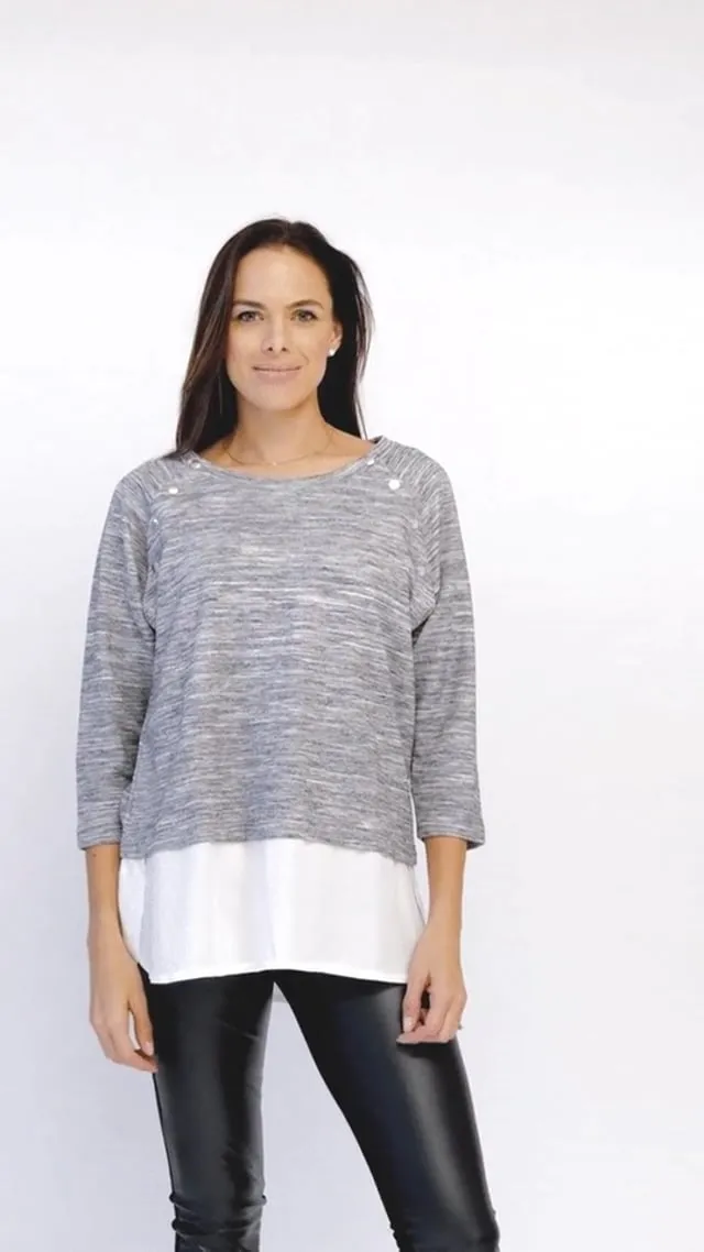 Gray Marl Layered Maternity & Nursing Sweater