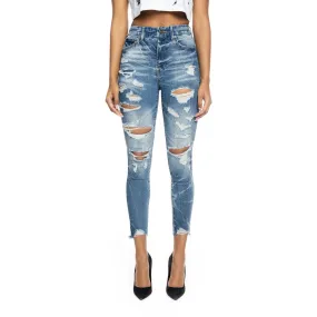 High Rise Super Skinny Heavy Ripoff Jeans - Lyons Blue