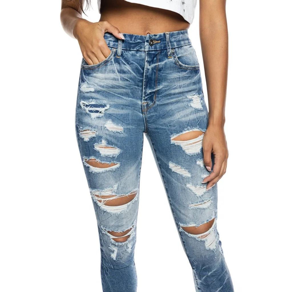 High Rise Super Skinny Heavy Ripoff Jeans - Lyons Blue