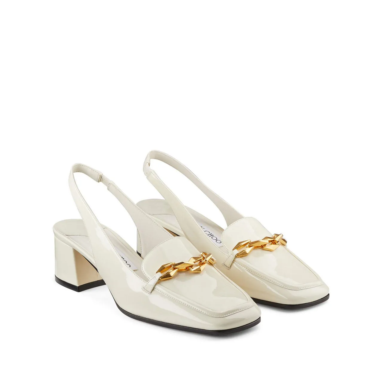 JIMMY CHOO Diamond Tilda 45 Slingback Block Heels - White