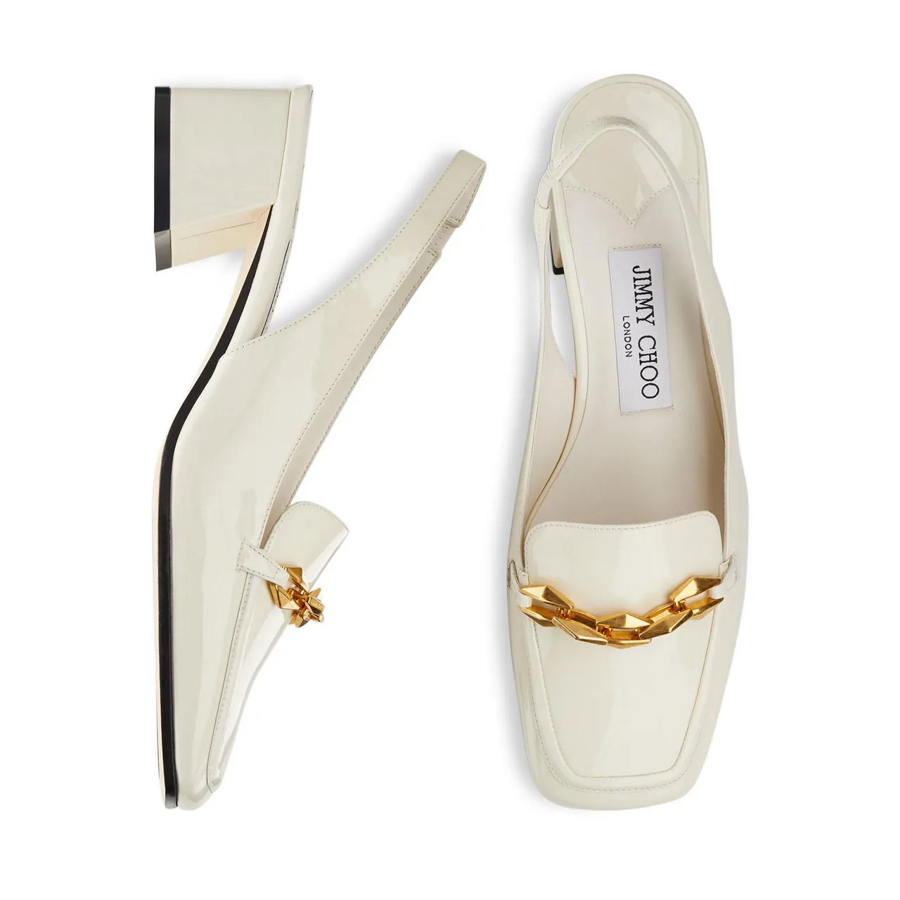 JIMMY CHOO Diamond Tilda 45 Slingback Block Heels - White