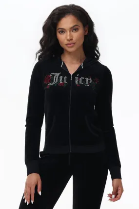 Juicy Roses Bling Cotton Velour Hoodie