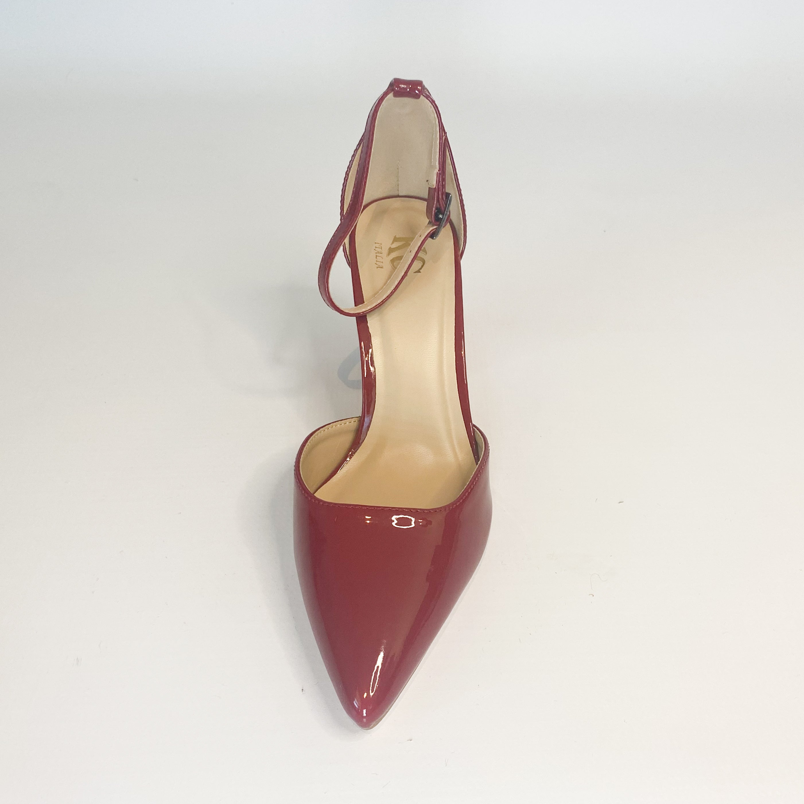 KG dark red pointy block heel